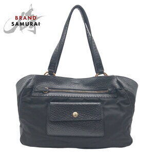 Prada Vitello Dino Tessuto triangle logo black nylon leather tote shoulder bag